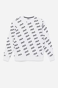 Fila Diagonal Logo Crew Sweatshirts Dame Hvide Sort | 537-ISNZRF