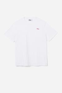 Fila Dilki Crew T Shirts Herre Hvide Fuchsia Lilla | 641-IFUQXW