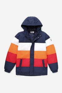 Fila Giovanni Puffa Casual Jakker Herre Mørkeblå Hvide Orange Rød | 410-UQMANK