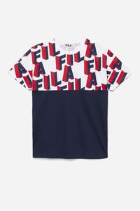 Fila Haze Tee T Shirts Herre Mørkeblå Hvide Rød | 215-RQMIGZ