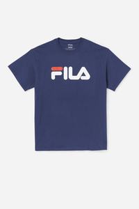 Fila Logo Tee T Shirts Herre Mørkeblå Hvide Rød | 468-CDKVFY