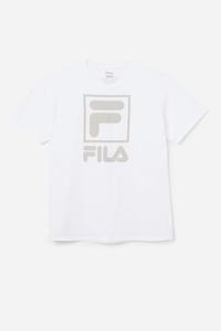 Fila Stacked T Shirts Herre Hvide Hvide | 254-EWROBD