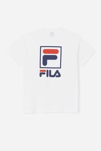 Fila Stacked T Shirts Herre Hvide Mørkeblå Rød | 752-WPCSYO