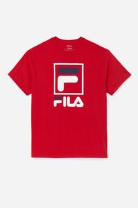 Fila Stacked T Shirts Herre Rød Hvide Mørkeblå | 290-ETUWZL