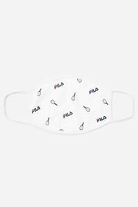 Fila White Tennis Print Face Mask Udstyr Herre Hvide | 712-DXGJME