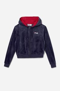 Fila Zura Velour Fleece Jakker Dame Mørkeblå | 168-FCQVDO