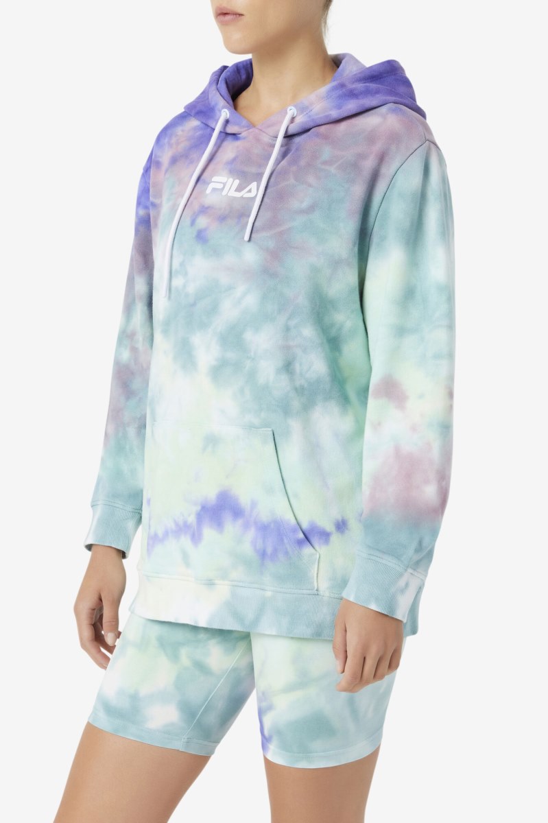 Fila Aerolynn Tie Dye Hættetrøje Dame Blå | 386-MOSKWE