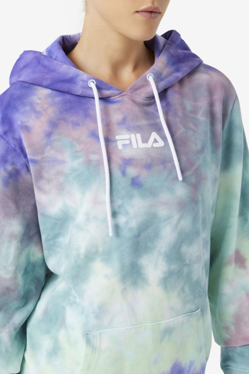 Fila Aerolynn Tie Dye Hættetrøje Dame Blå | 386-MOSKWE