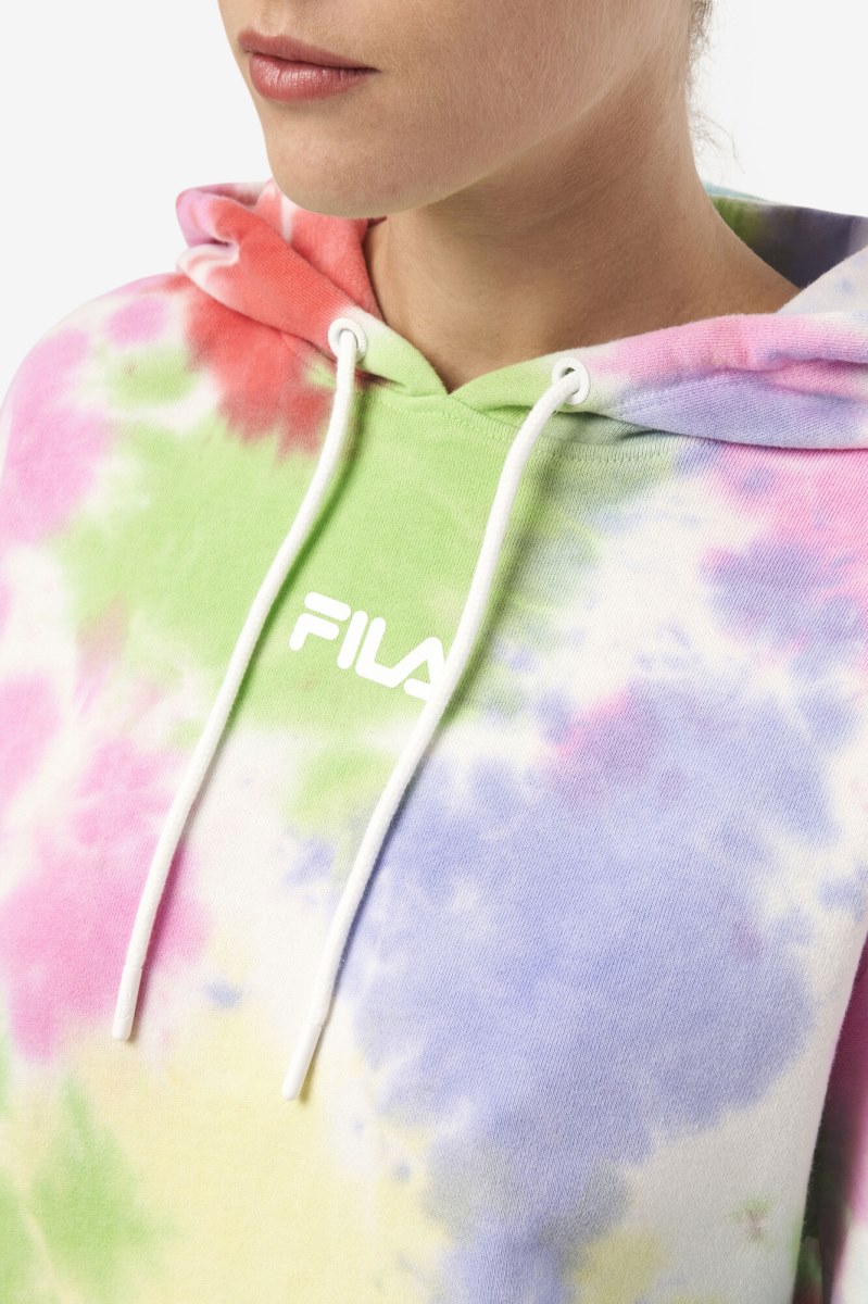 Fila Aerolynn Tie Dye Hættetrøje Dame Grøn Hvide Rød | 251-LWYTNO