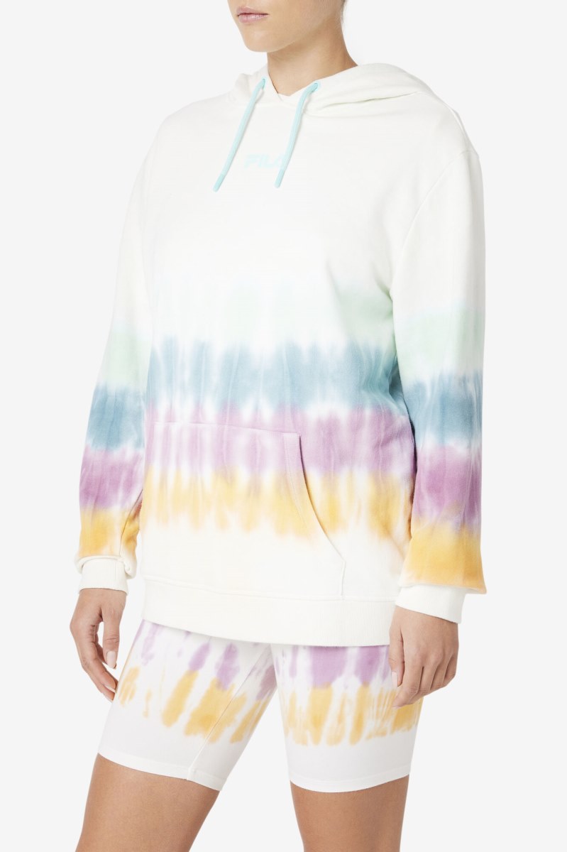 Fila Aerolynn Tie Dye Hættetrøje Dame Hvide | 283-CSHVFP