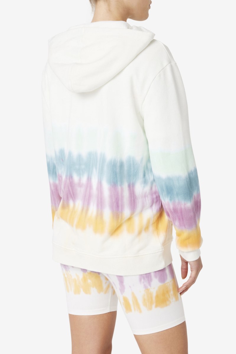 Fila Aerolynn Tie Dye Hættetrøje Dame Hvide | 283-CSHVFP