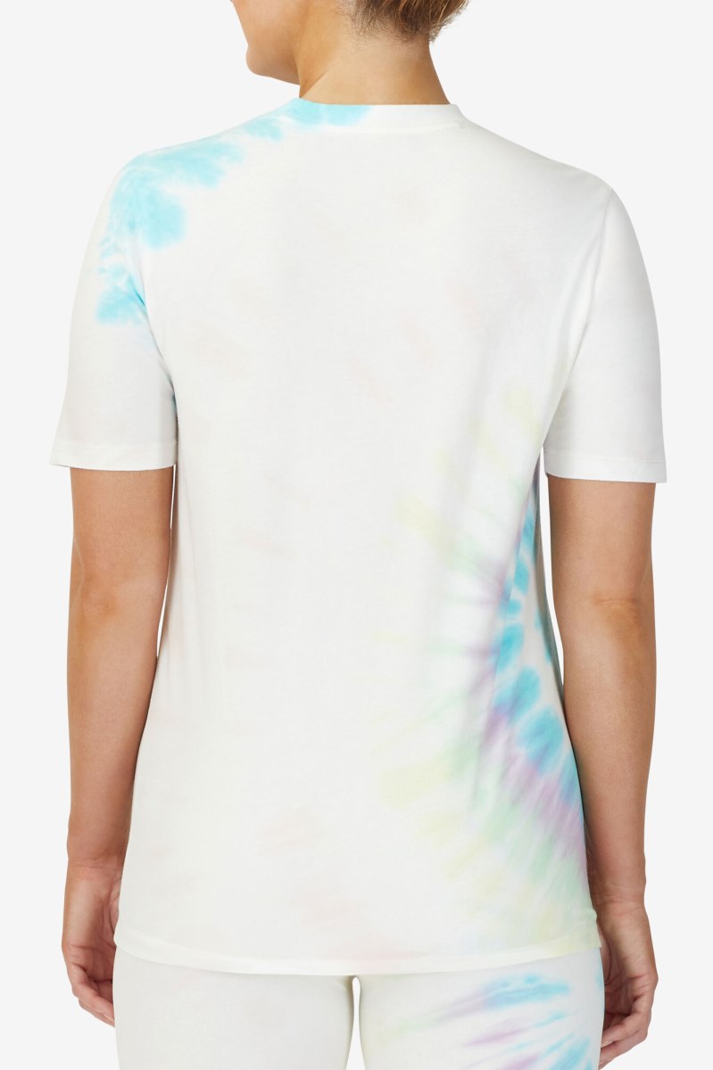 Fila Alivia Tie Dye Tee T Shirts Dame Hvide | 052-DBFZSW