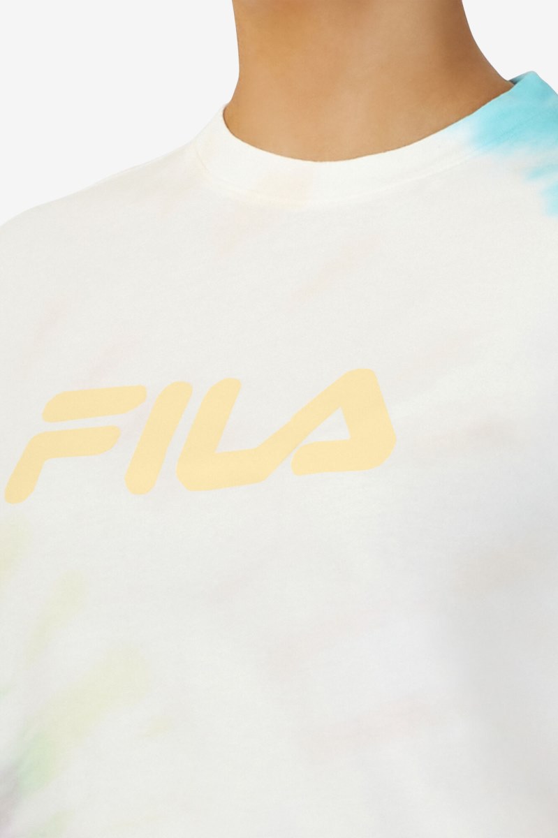 Fila Alivia Tie Dye Tee T Shirts Dame Hvide | 052-DBFZSW