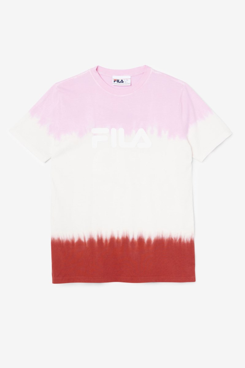 Fila Alivia Tie Dye Tee T Shirts Dame Hvide Rød | 169-KJBWCL