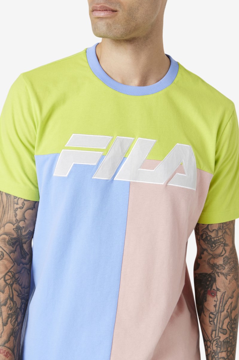 Fila Anvit Crew T Shirts Herre Blå Lysegrøn Koral | 793-PNBHMI