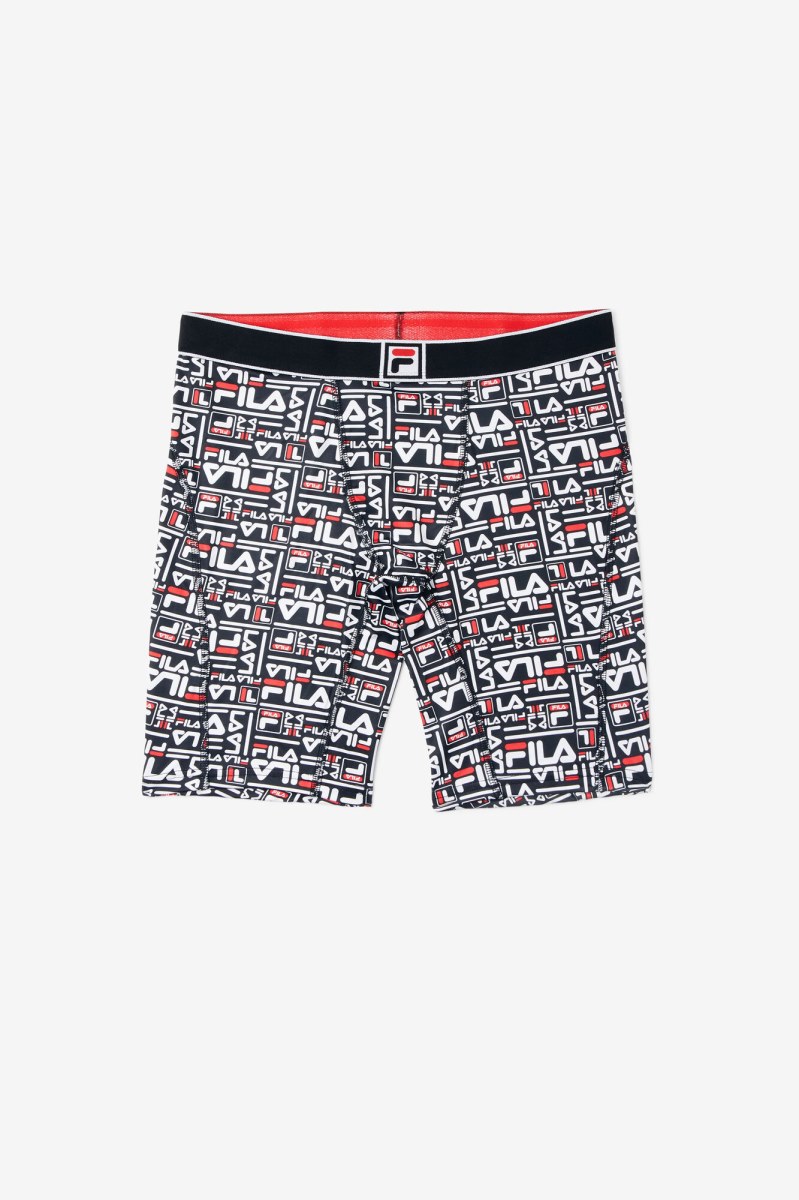 Fila Black Allover Print Boxer Briefs Udstyr Herre Sort | 184-YGHMKC