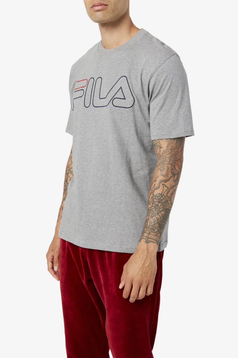 Fila Borough Tee T Shirts Herre Mørkeblå Rød | 764-OIEVPQ