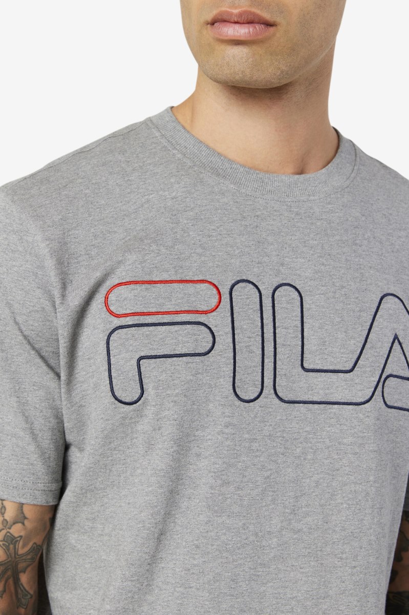 Fila Borough Tee T Shirts Herre Mørkeblå Rød | 764-OIEVPQ