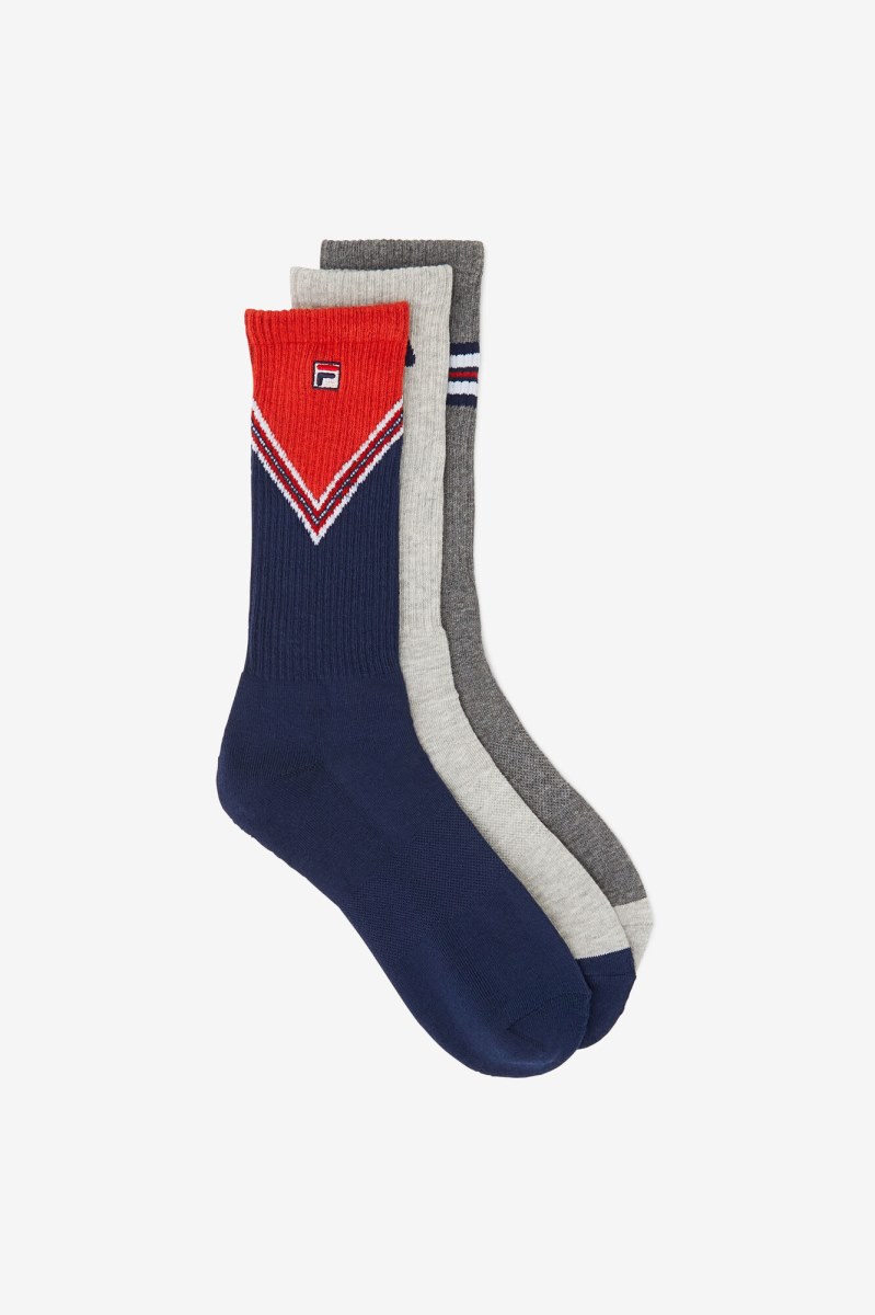 Fila Chevron Crew 3-Pack Sokker Dame Mørkeblå | 549-UTYCMS