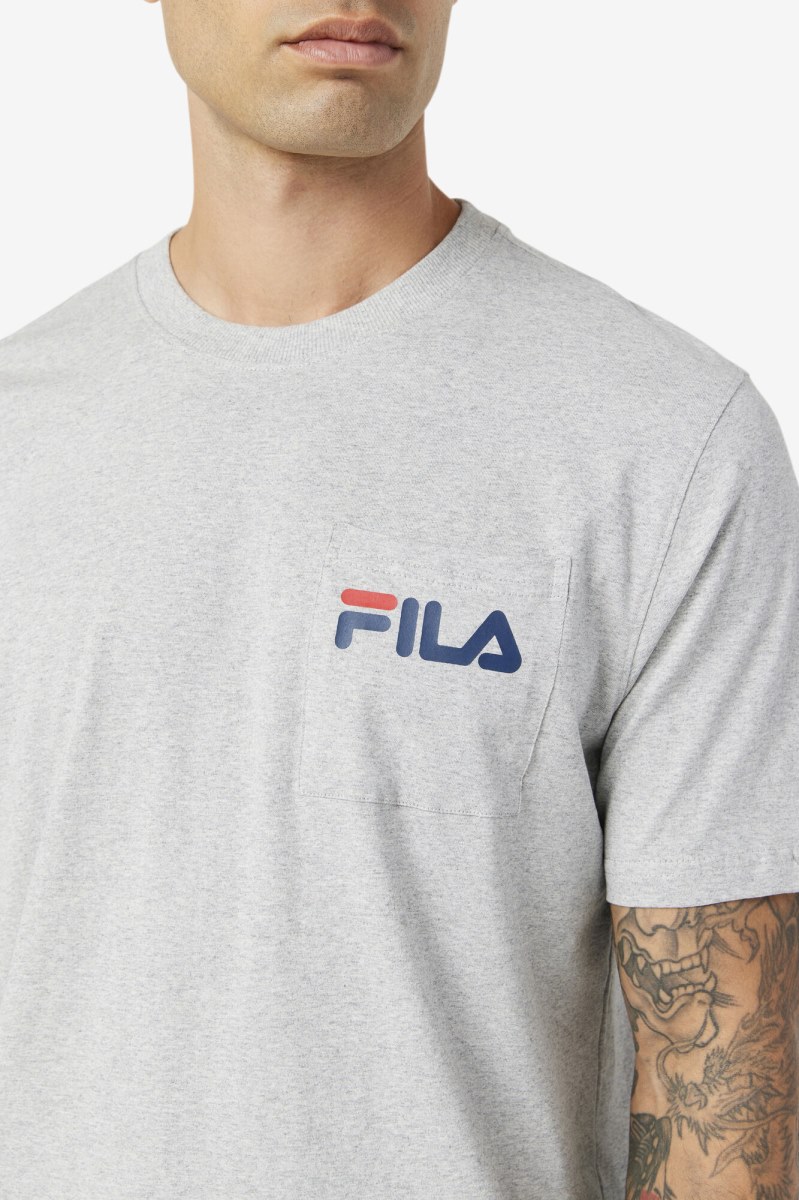 Fila Curtis Pocket Tee T Shirts Herre Lysegrå | 167-KIZAEO