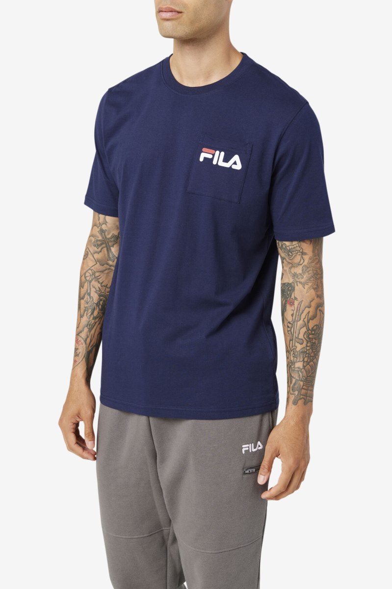 Fila Curtis Pocket Tee T Shirts Herre Mørkeblå | 702-JLPMAF