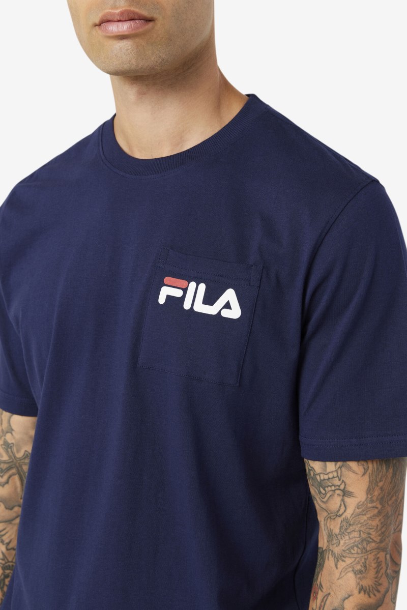 Fila Curtis Pocket Tee T Shirts Herre Mørkeblå | 702-JLPMAF