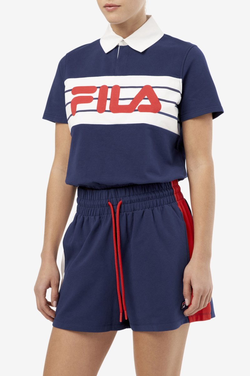 Fila Dakota Polo Shirt Dame Mørkeblå | 829-SVBFKL