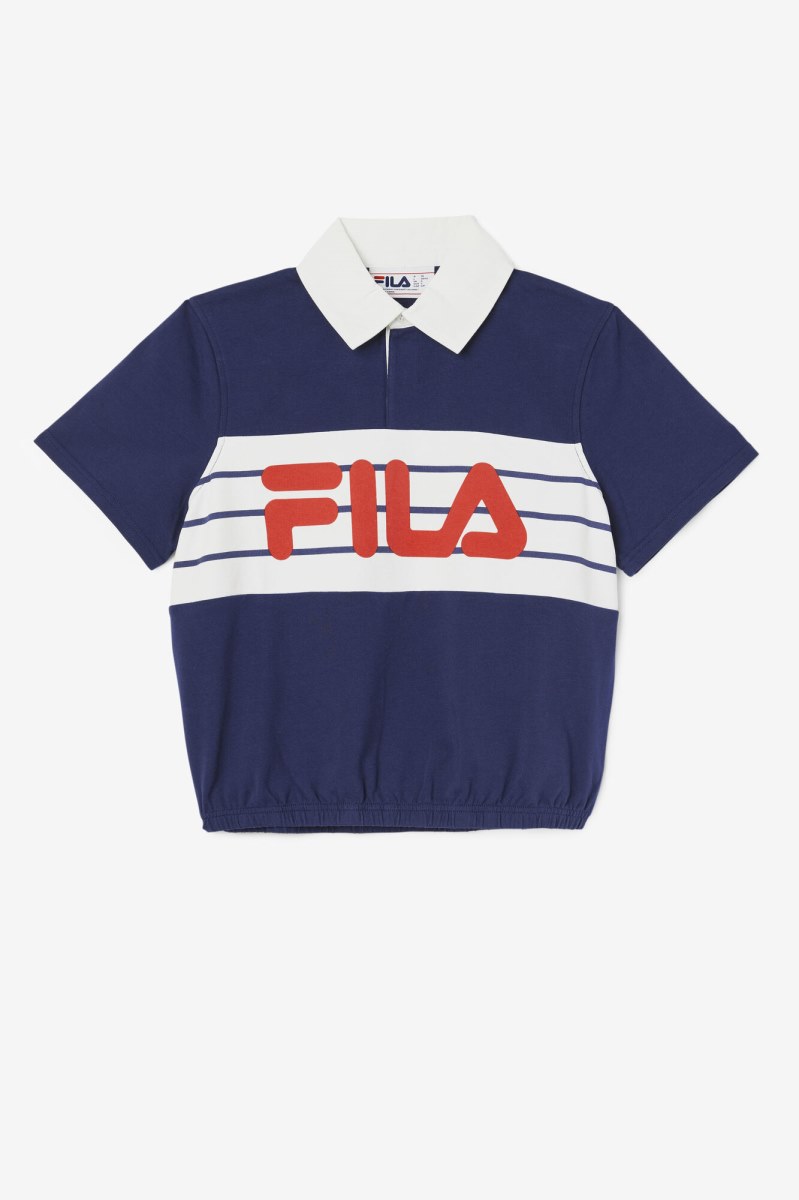 Fila Dakota Polo Shirt Dame Mørkeblå | 829-SVBFKL