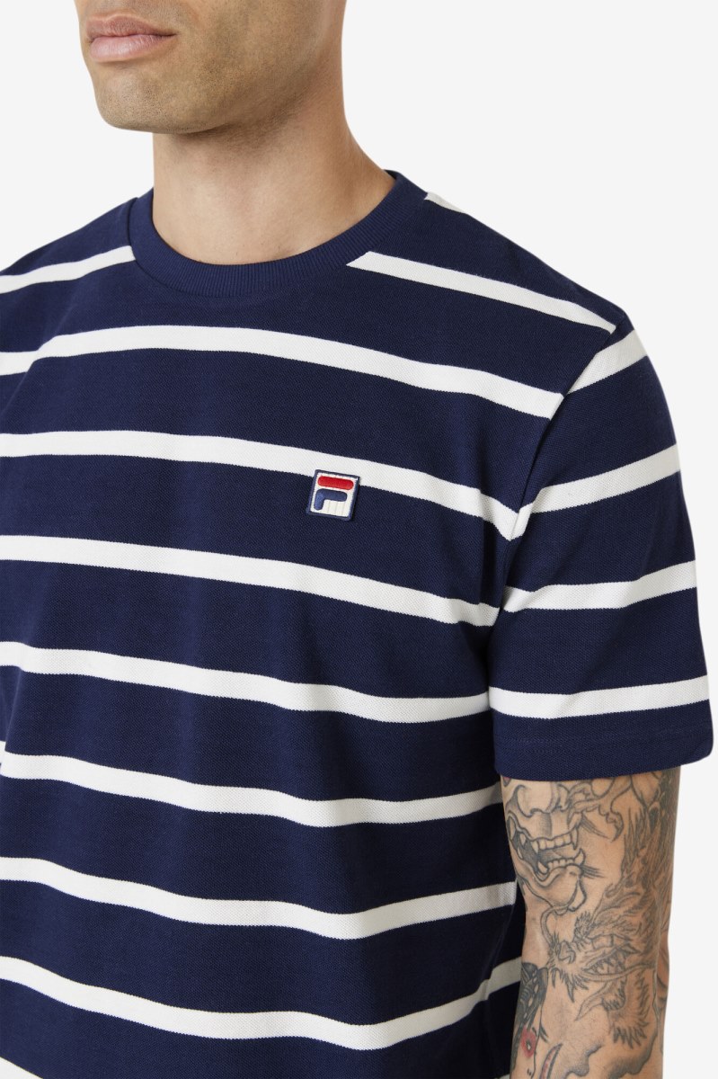 Fila Deny Crew T Shirts Herre Mørkeblå | 695-ZUPWBX