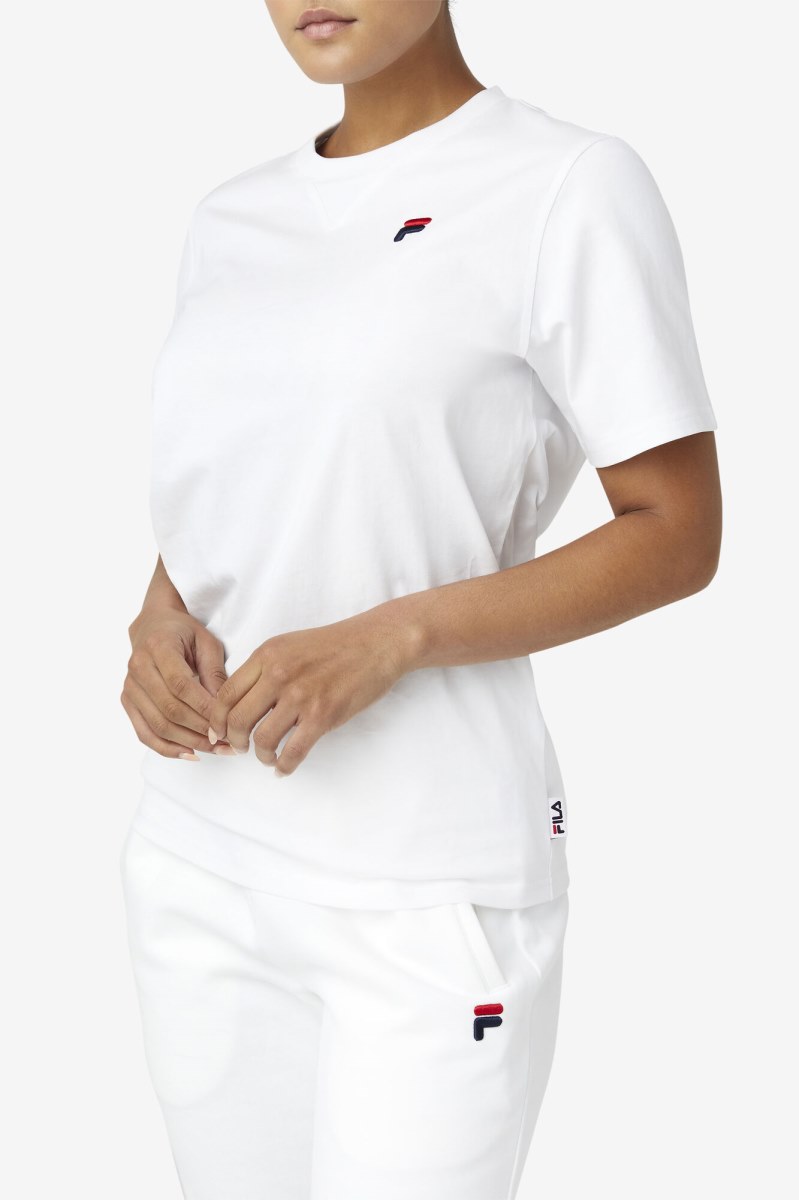 Fila Derion Tee T Shirts Dame Hvide | 301-MBXCGD