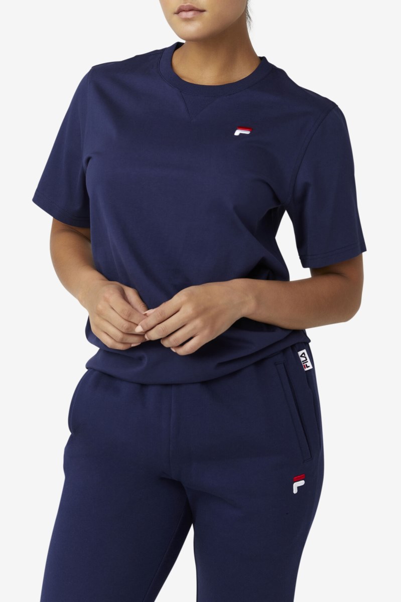 Fila Derion Tee T Shirts Dame Mørkeblå | 491-NUQJVE