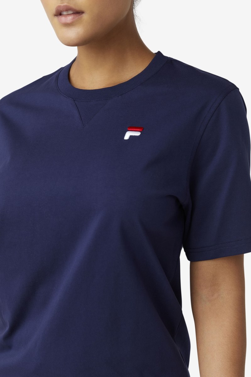 Fila Derion Tee T Shirts Dame Mørkeblå | 491-NUQJVE