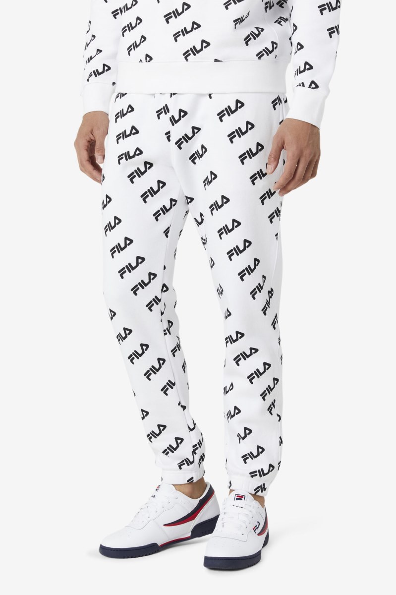 Fila Diagonal Logo Joggers Dame Hvide Sort | 150-UMGRBH