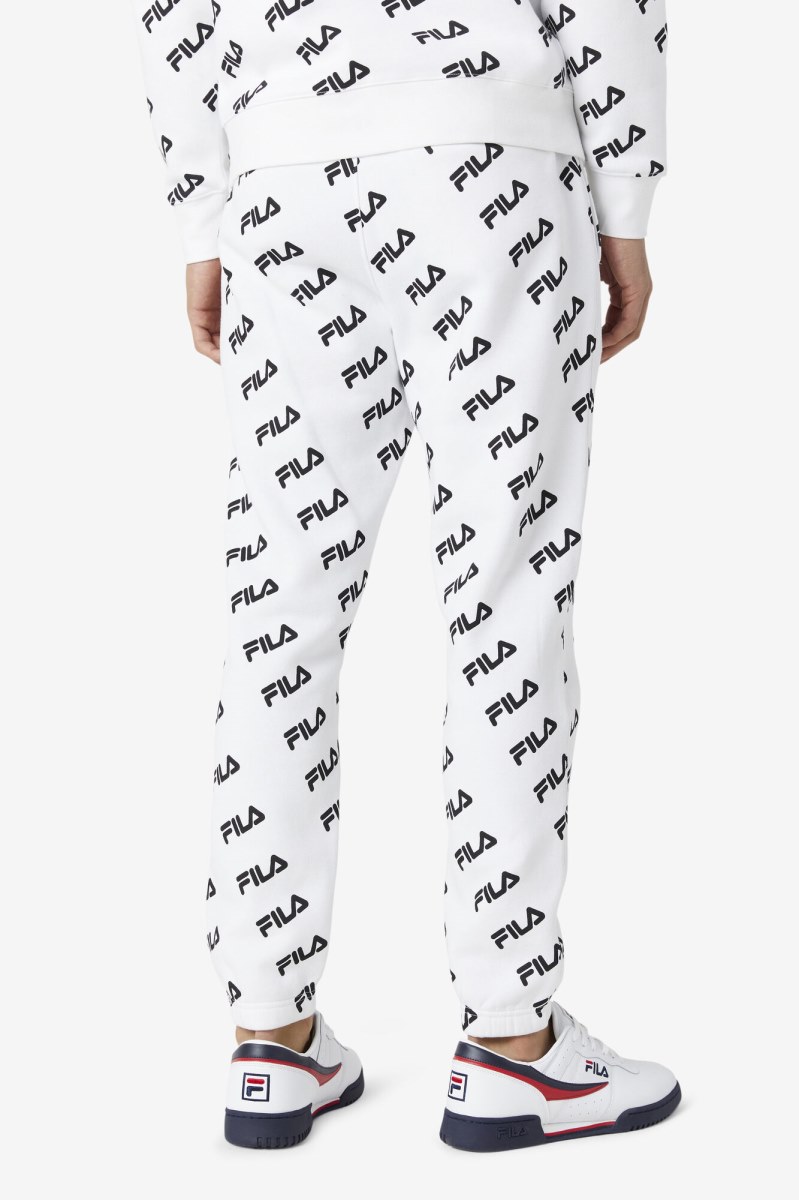 Fila Diagonal Logo Joggers Dame Hvide Sort | 150-UMGRBH