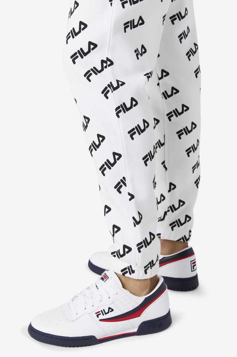 Fila Diagonal Logo Joggers Dame Hvide Sort | 150-UMGRBH