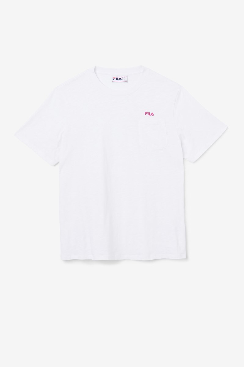 Fila Dilki Crew T Shirts Herre Hvide Fuchsia Lilla | 641-IFUQXW