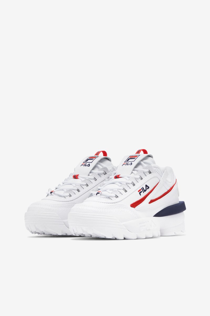 Fila Disruptor 2 EXP Sneakers Dame Hvide Rød Mørkeblå | 168-SWYUKB