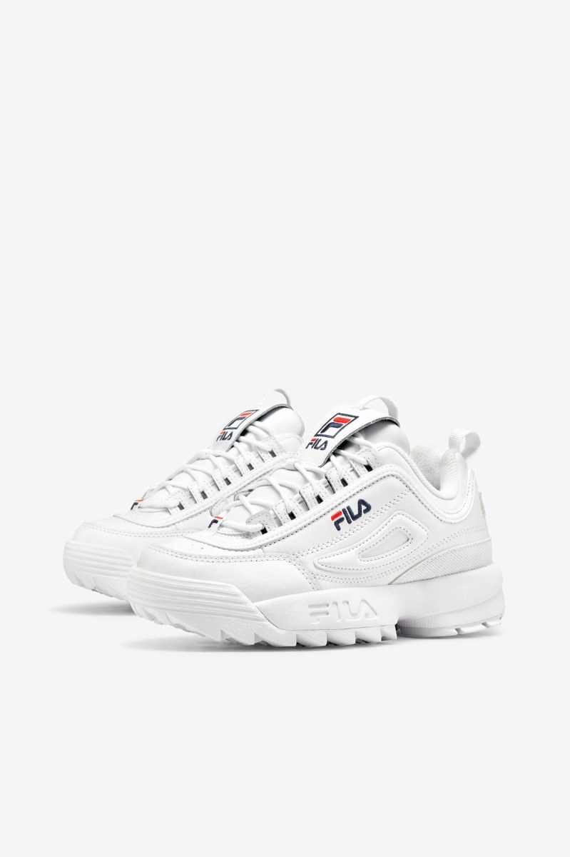 Fila Disruptor 2 Premium Sneakers Dame Hvide Mørkeblå Rød | 049-TSZCFM