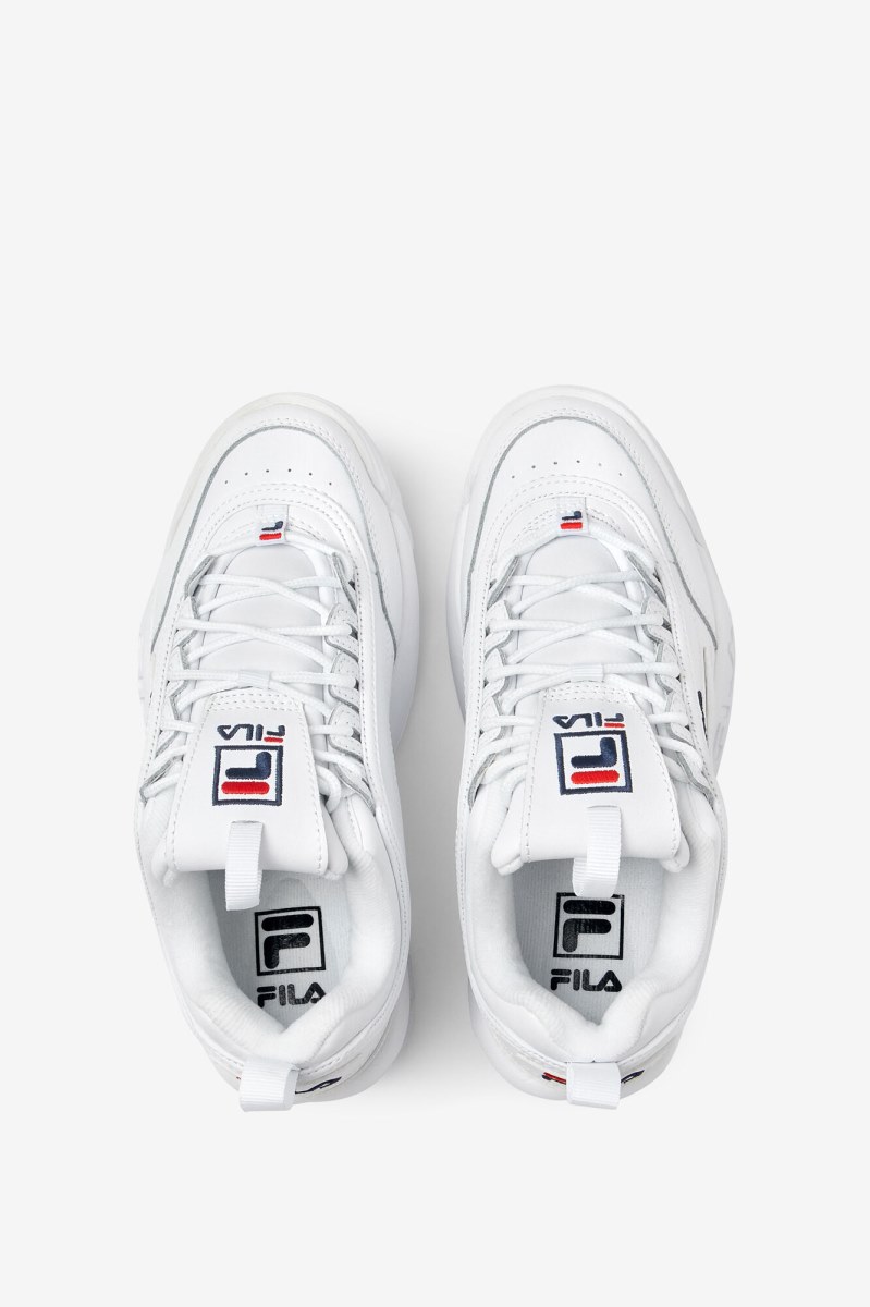 Fila Disruptor 2 Premium Sneakers Dame Hvide Mørkeblå Rød | 049-TSZCFM