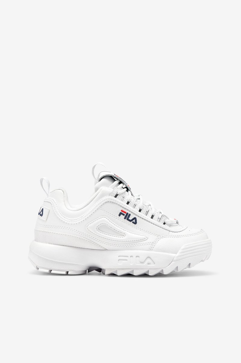 Fila Disruptor 2 Premium Sneakers Dame Hvide Mørkeblå Rød | 049-TSZCFM