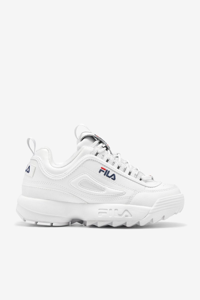 Fila Disruptor 2 Premium Sneakers Herre Hvide Mørkeblå Rød | 572-QIAZVS