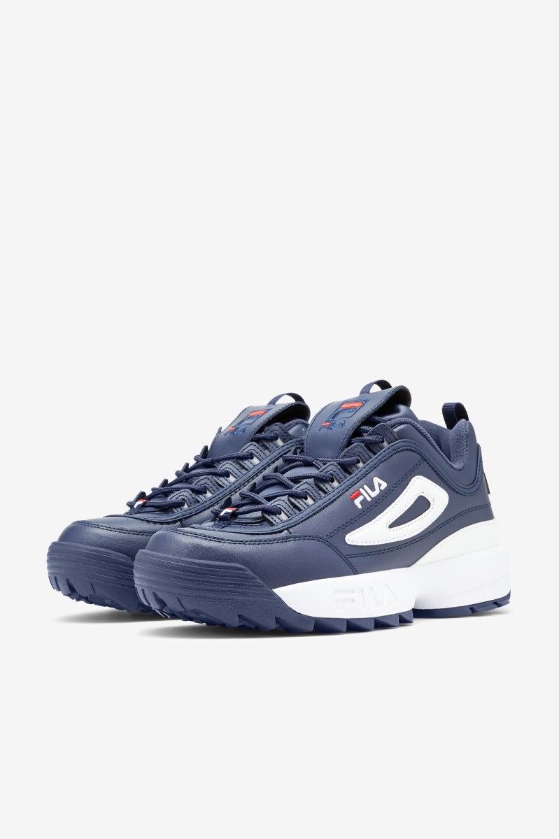 Fila Disruptor 2 Premium Sneakers Herre Mørkeblå Rød Hvide | 946-DPVIGM