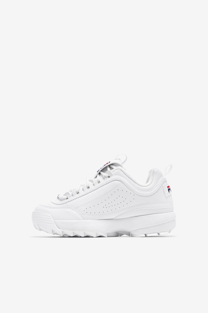 Fila Disruptor 2 Sneakers Børn Hvide Mørkeblå Rød | 783-FOHWRM