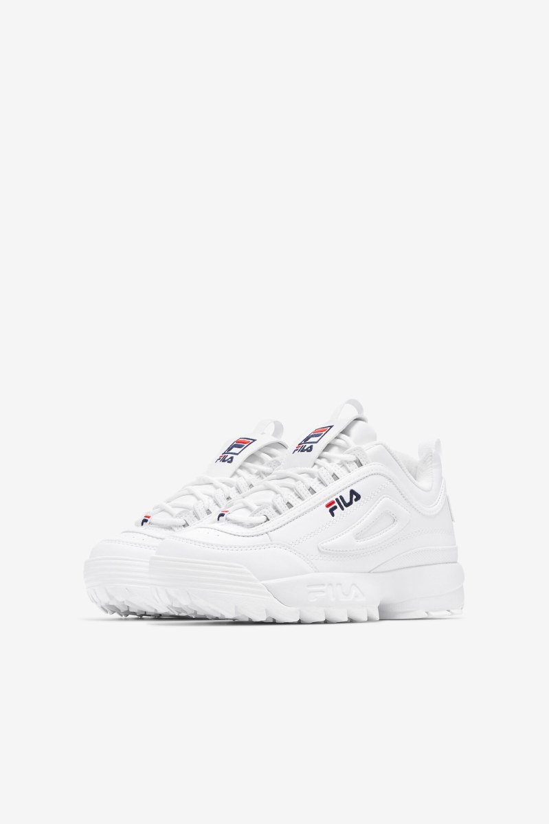 Fila Disruptor 2 Sneakers Børn Hvide Mørkeblå Rød | 783-FOHWRM