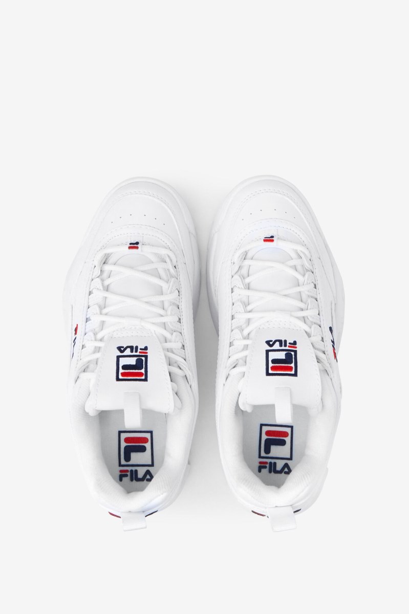 Fila Disruptor 2 Sneakers Børn Hvide Mørkeblå Rød | 783-FOHWRM