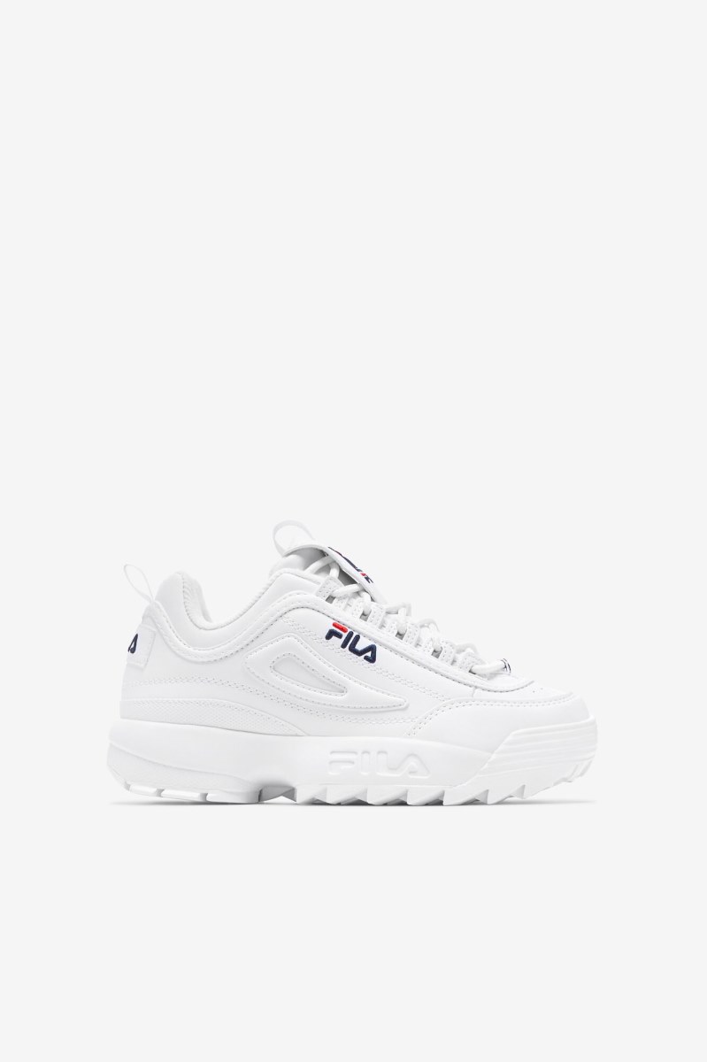 Fila Disruptor 2 Sneakers Børn Hvide Mørkeblå Rød | 783-FOHWRM