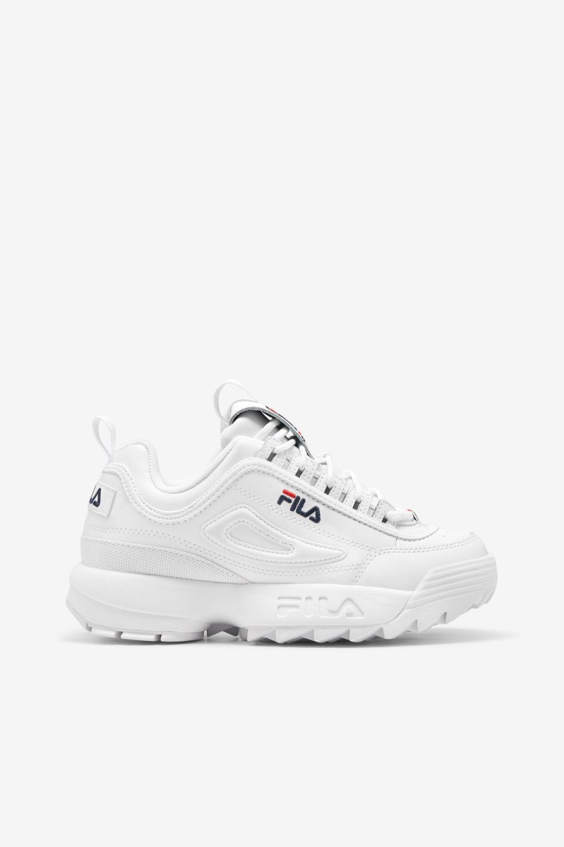 Fila Disruptor 2 Sneakers Herre Hvide Mørkeblå Rød | 245-SIDLKX