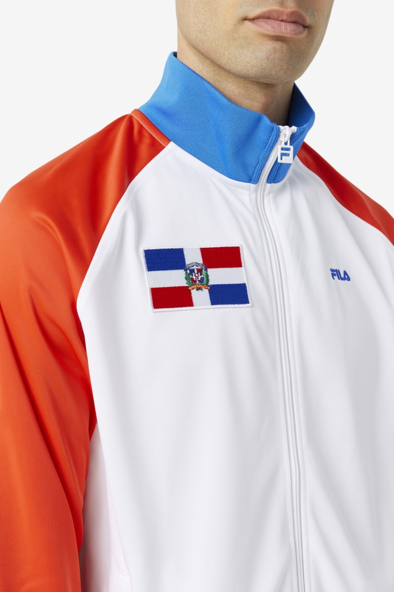 Fila Dominican Republic Træningsjakke Dame Rød Hvide Blå | 439-RNCKQI