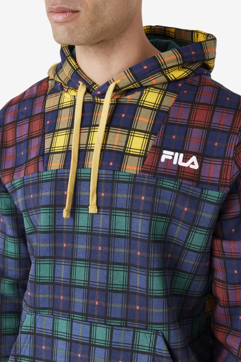 Fila Dorm Plaid Hættetrøje Herre Mørkeblå | 279-THNCFX