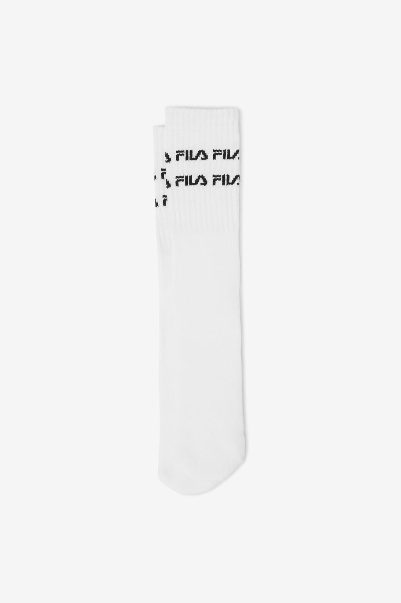 Fila Double Line Logo Knee High Sokker Dame Hvide | 048-GVHFZW